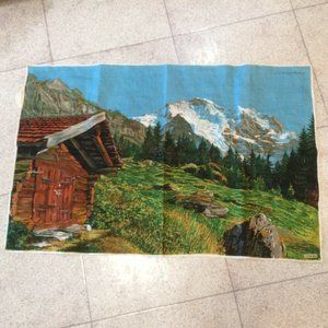 Vintage Kreier Linen Tea Towel Jungfrau Peak Switzerland Alps